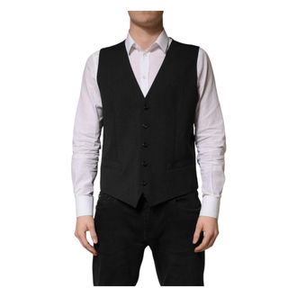 Dolce & Gabbana Suit Vests, male, Black, Size: XL Formal Waistcoat
