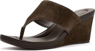 Lucky Brand Libbie Wedge Thong Sandals Womens Wedge Shoes Chocolate : 7.5 M, Leather/Suede