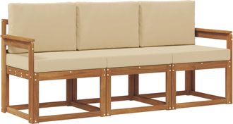 vidaXL Conjunto De Sof&aacute;s De Exterior 3 Uds. Natural Y Beige Vidaxl
