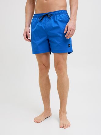 Jack & Jones Badeshorts JACK & JONES JPSTMAUI Badeshort mit elastischem Bund und normalem Schnitt, Herren, Gr. XS, N-Gr, blau (turkish sea), Web, Polyester, unifar