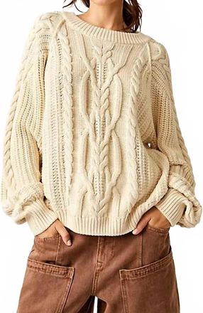 Free People Frankie Cable Knit Sweater In Buttercream