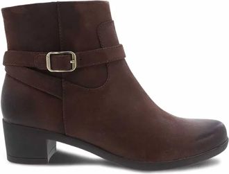 Dansko Womens Cagney Heeled Boot In Burnished Suede Brown
