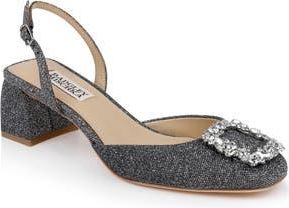 Badgley Mischka Vivia Slingback Pump in Pewter Glitter at Nordstrom Rack, Size 7.5