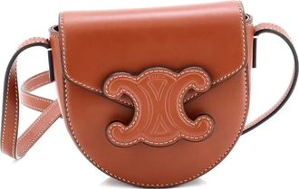 Celine Cuir Triomphe Besace Flap Bag Leather Mini crossbody bag - Bruin