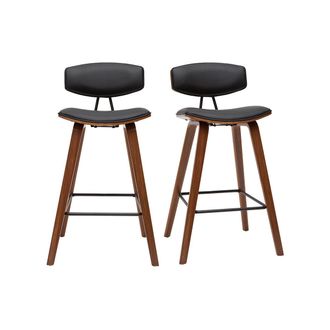 Miliboo Miliboo - Taburetes De Bar Moderno Negro Y Madera Oscura A69 Cm (lote De 2) Vasco