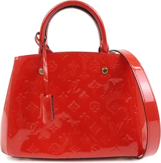 Louis Vuitton Montaigne Monogram Vernis Red Patent_Leather Handbag (Pre-Owned)