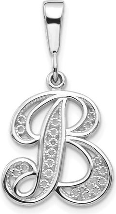 Diamond2Deal 10K White Gold Filigree Initial B Pendant