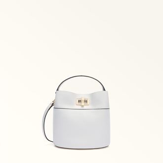 Furla Amelia Bucket Bag L Talco H White Grained Calf Leather Woman