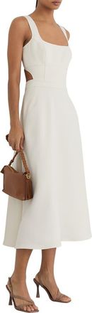 Reiss Dina Cutout Back Fit & Flare Midi Dress in Ivory at Nordstrom, Size 12 Us
