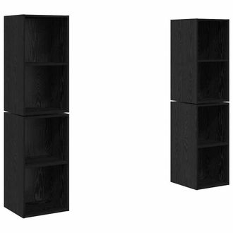 Berkfield Home Wall TV Cabinet 4 pcs Black oak 37 x 37 x 72 cm Engineered wood