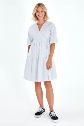 Accouch&eacute;e Waterfall Tie Waist A-Line Maternity/Nursing Wrap Dress in White at Nordstrom, Size Small