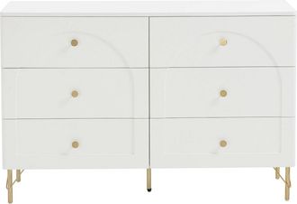 VENTE-UNIQUE.COM C&oacute;moda baja efecto madera blanco