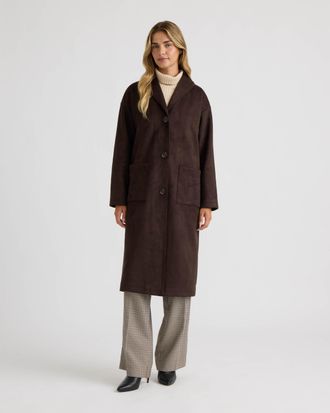 NVLT Womens Faux Suede Coat with Shawl Collar