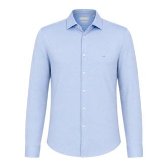 Michael Kors Casual Shirts, male, Blue, Size: 4XL Japanese Perform Knit Slim Shirt