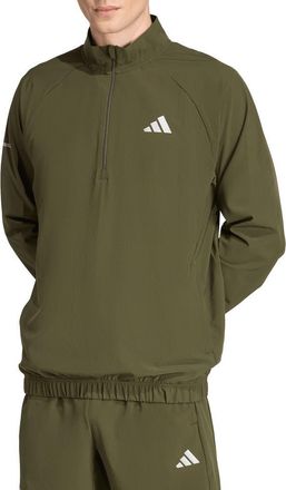 adidas Essentials Woven Half Zip Jacket in Night Cargo at Nordstrom Rack, Size X-Large