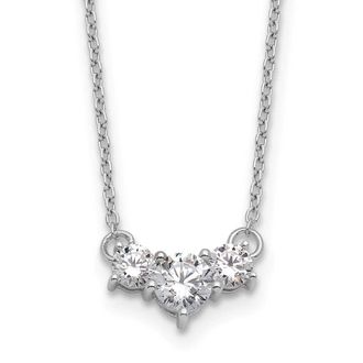 Diamond2Deal 14K White Gold 3/4 Ct Lab Grown Diamond 3 Stone Pendant Necklace 18 Clarity VS, Color G-H