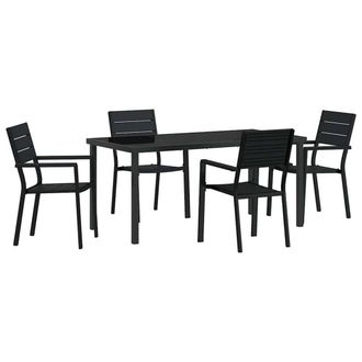 Berkfield Home 5 Piece Garden Dining Set Black HDPE