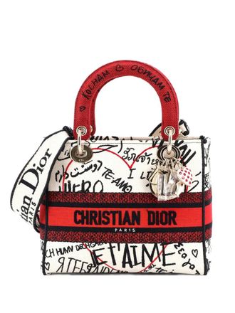 Dior Lady D-Lite Bag Embroidered Canvas Medium satchel - Neutrals