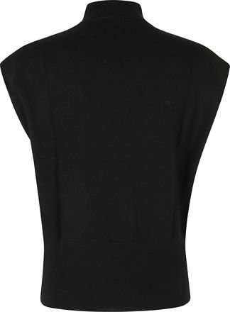 Semicouture Short-Sleeved Black Angelica Sweater with Ribbed Trim