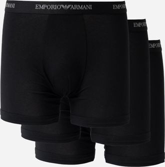 Emporio Armani Mens Emporio Armani 3-Pack Mens Boxers with Logo Waistband EM000261-AF14132-MC061 - Black/Black/Black - Size: 35/34/32/9.5/13/12.5/12/11.5/11/9/16/15
