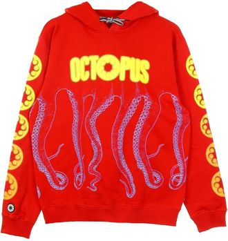 Octopus Rode Lichtgewicht Octopus Hoodie Sweatshirt - Heren - Hoodies - Rood - L - Katoen - Hoodies & sweatvesten