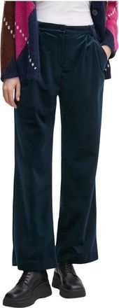 La Petite Francaise Rechte broek - Dames - Wijde Broeken - Blauw - L - Polyester - Broeken