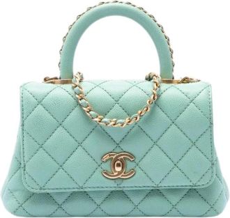 Chanel Pre-owned Coco Handle Bag - Dames - Vintage Handtas - Blauw - ONE Size - Leer - Vintage