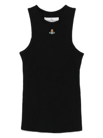 Vivienne Westwood Black Ribbed Sleeveless Orb Top