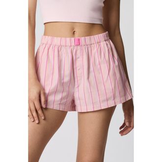 Florence By Mills Classic Cotton Blend Boxer Shorts in Pink Stripe at Nordstrom, Size Xx-Small
