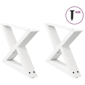 vidaXL Vidaxl - Patas Para Mesa De Centro (2 Unidades), Color Blanco, 50 X (30-31,3) Cm, Acero
