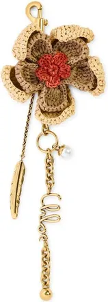 Chlo&eacute; Symbols Raffia Flower Bag Charm in Petal Beige at Nordstrom