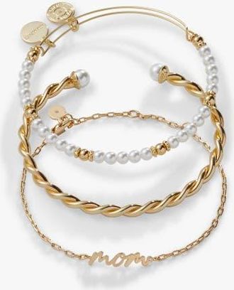 Alex and Ani Mom Script Bracelet, Set of 3 in Gold at Nordstrom