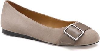 Johnston & Murphy Claire Ballet Flat in Taupe Kid Suede/Glove Leather at Nordstrom, Size 6.5