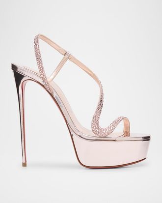 Christian Louboutin 150mm Rosalie Alta Strass Platform Slingback Sandals