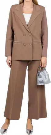 D.exterior Beaded Trim Blazer In Mocha