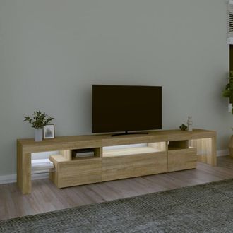 Berkfield Home TV Cabinet with LED Lights Sonoma Oak 215x36.5x40 cm