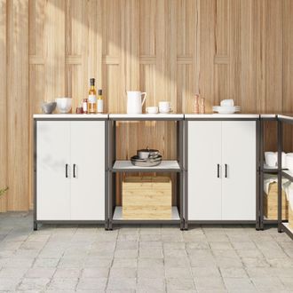 Berkfield Home Kitchen Storage Set with Shelf with Storage with Door 3 pcs White 180 x 50 x 92 cm