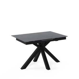 Koketto Home Mesa extensible porcel&aacute;nica de 120cm tapa gris patas negro