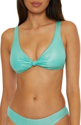 BECCA by Rebecca Virtue Origami Knotted Bikini Top in Aqua Sea at Nordstrom Rack, Size Large