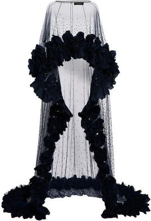 Jenny Packham Petal Bloom Ruffle-Detailed Maxi Dress in Blackthorne Blue at Nordstrom, Size Medium Uk