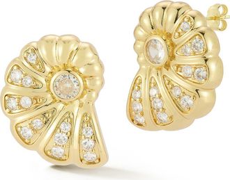 Glaze Jewelry Cubic Zirconia Shell Stud Earrings in Gold at Nordstrom Rack