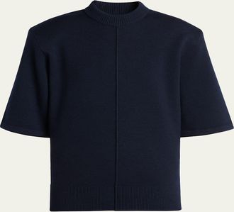Bottega Veneta Tailored Wool Knit Short-Sleeve Sweater