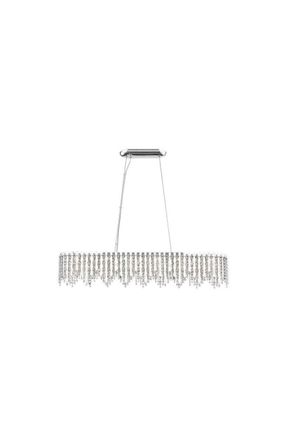 Netlighting Belize 10 Light Oblong Chrome Crystal Bar Pendant Ceiling Light in Grey