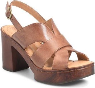 Børn Nassau Slingback Platform Sandal in Brown Leather at Nordstrom, Size 11