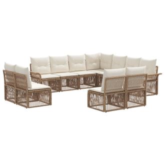vidaXL Conjunto De Sof&aacute;s De Jard&iacute;n 11 Pcs Beige Rat&aacute;n Sint&eacute;tico Vidaxl