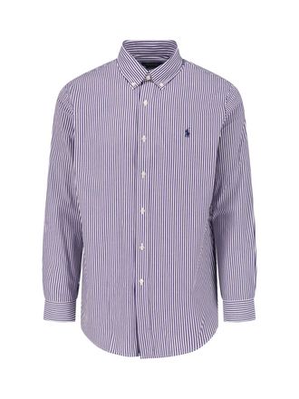 Polo Ralph Lauren Viola Vertical Stripe Cotton Button-Down Shirt