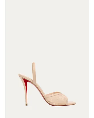 Christian Louboutin 100mm Miss Z Lace Slingback Sandals