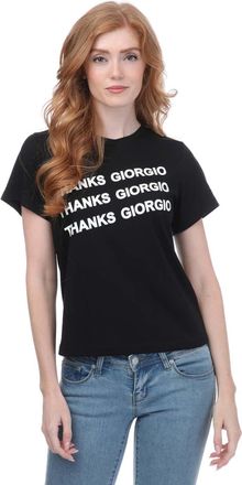 Armani Dames/Dames Gestapeld Logo T-Shirt (Zwart)
