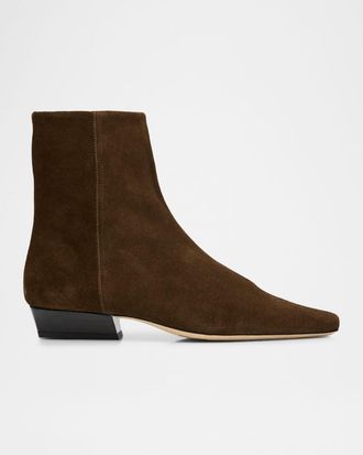 Staud Wally Flat Suede Ankle Boots