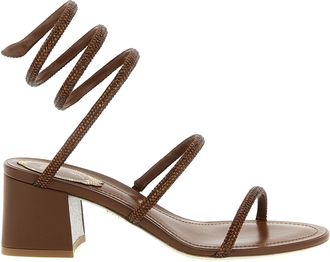 Rene Caovilla Brown Viscose Strap-On Womens Sandals